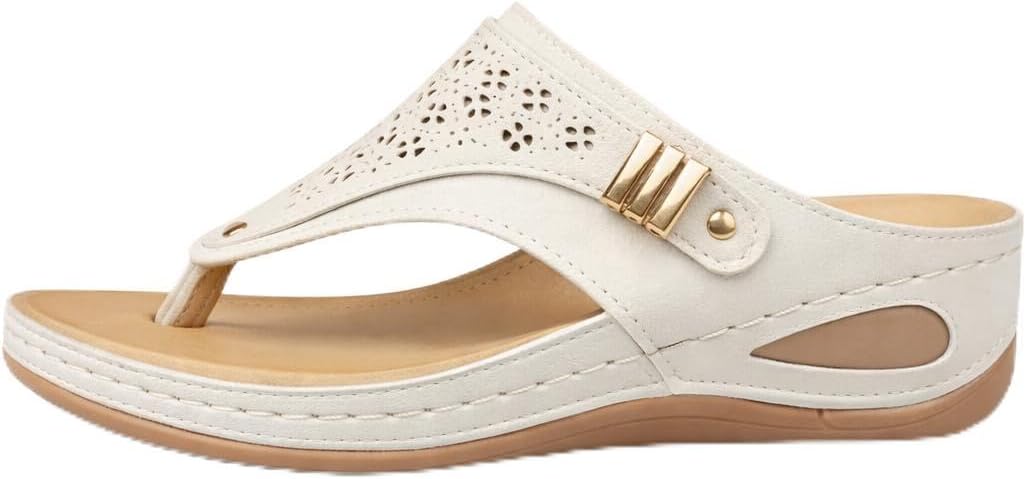 Buckle-Accent Thong Wedge Sandals — view 50