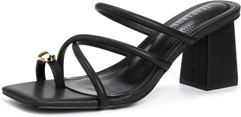 Square-Toe Thong Block-Heel Sandals — view 1