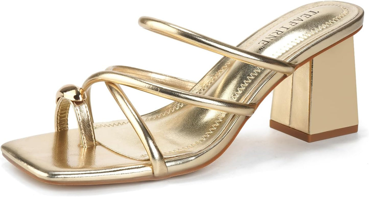 Square-Toe Thong Block-Heel Sandals — view 7