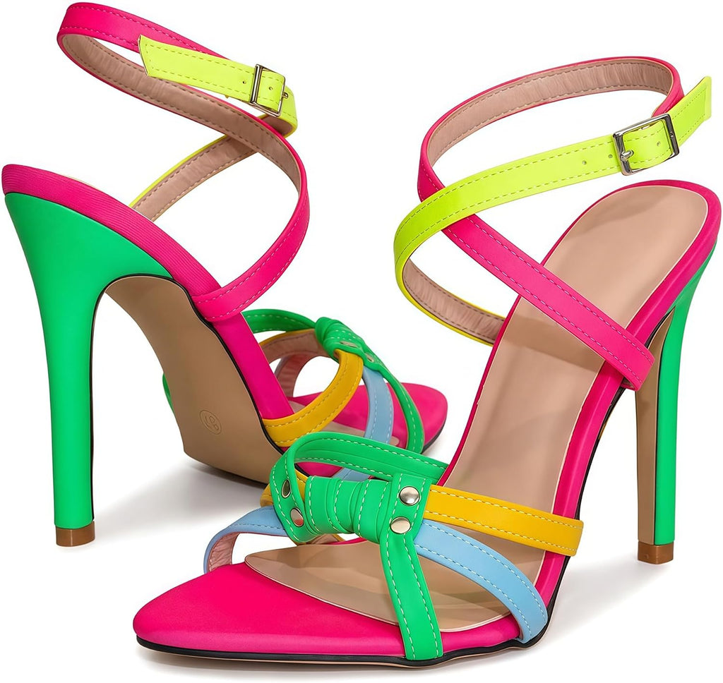 Bright Colorblock Stiletto Sandals — view 1