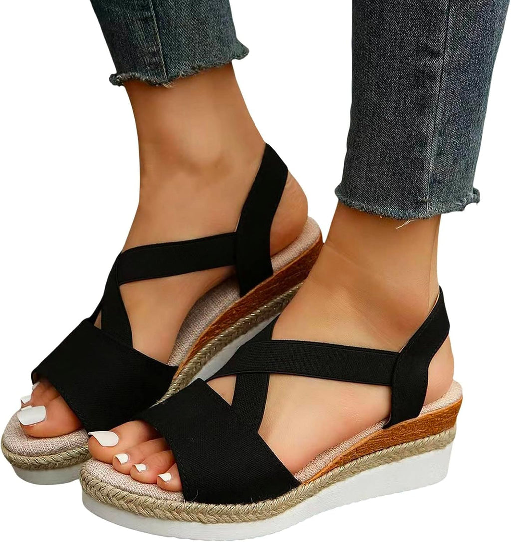 Cross-Strap Espadrille Wedge Sandals — view 2