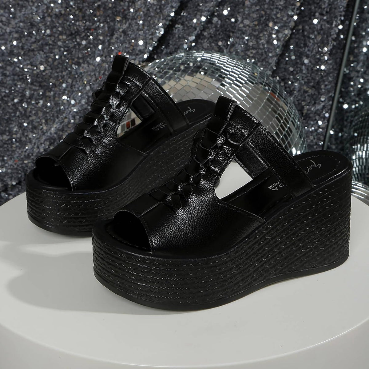 Braided T-Strap Wedge Slide Sandals — view 5