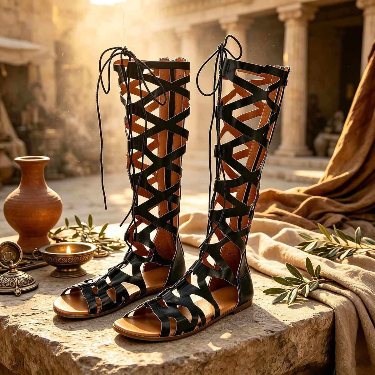 Lace-Up Tall Gladiator Sandals — view 4
