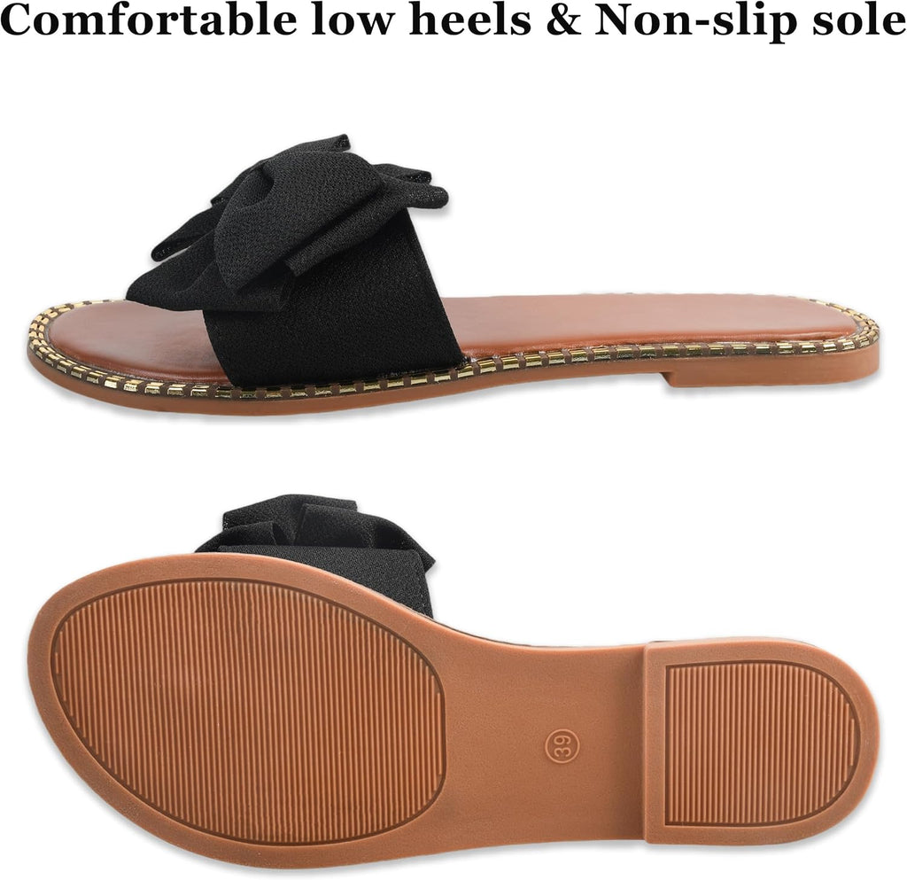 Bow-Accent Flat Slide Sandals — view 18