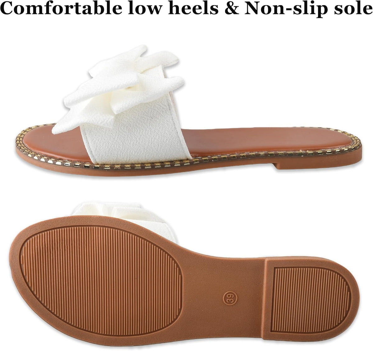 Bow-Accent Flat Slide Sandals — view 36