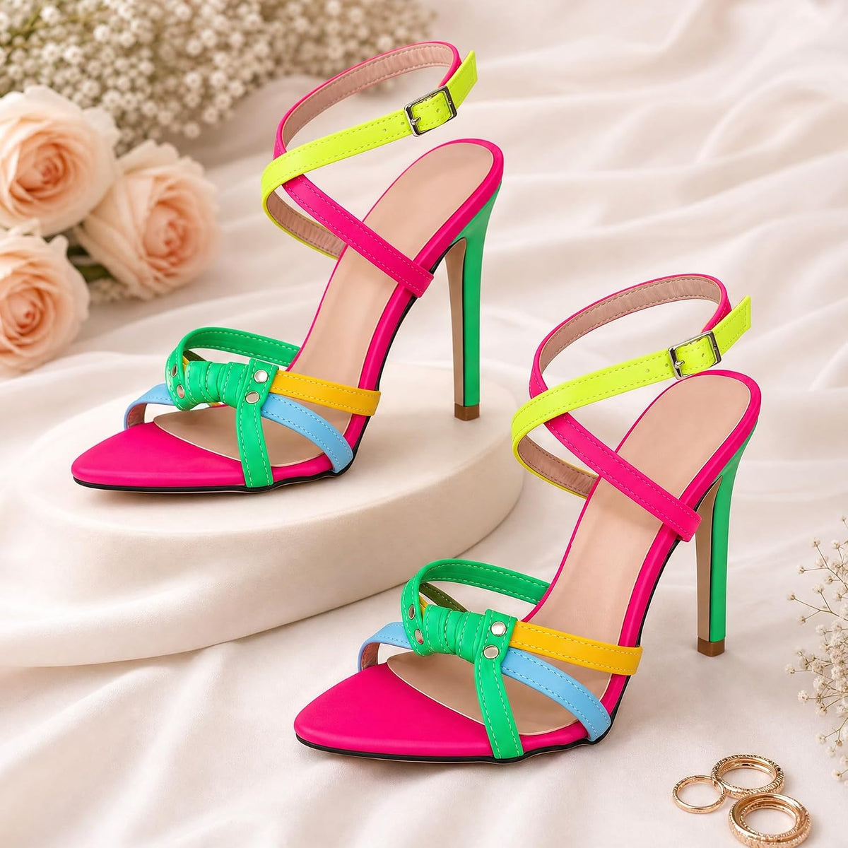 Bright Colorblock Stiletto Sandals — view 2