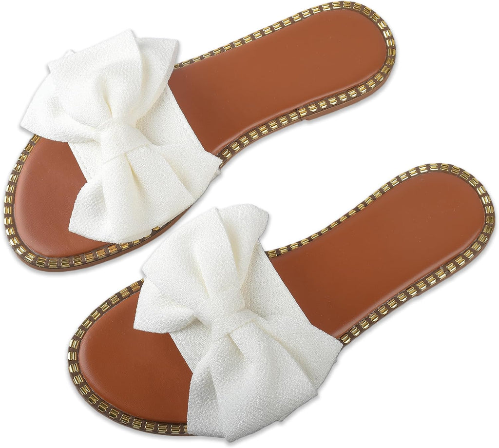 Bow-Accent Flat Slide Sandals — view 34