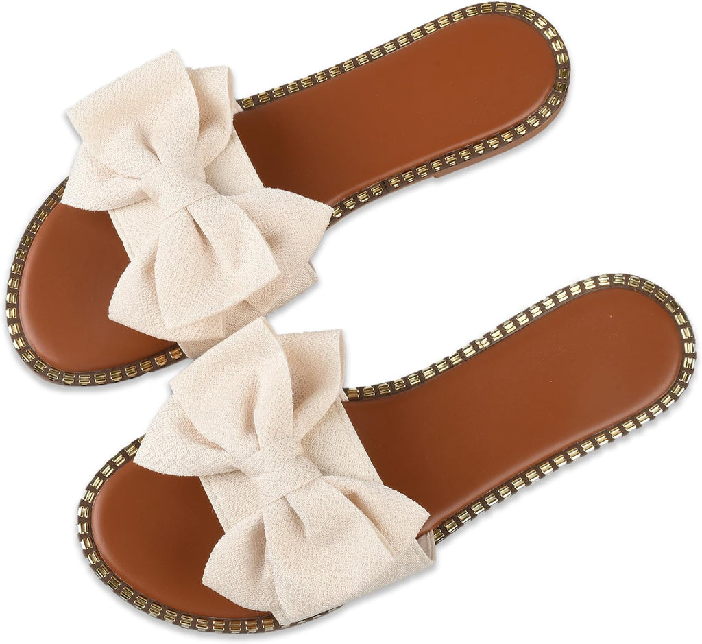 Bow-Accent Flat Slide Sandals — view 10